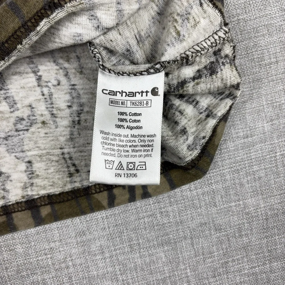Carhartt Shirt Youth L 14-16 Green Camo Long Sleeve Logo Hunting Graphic Tee